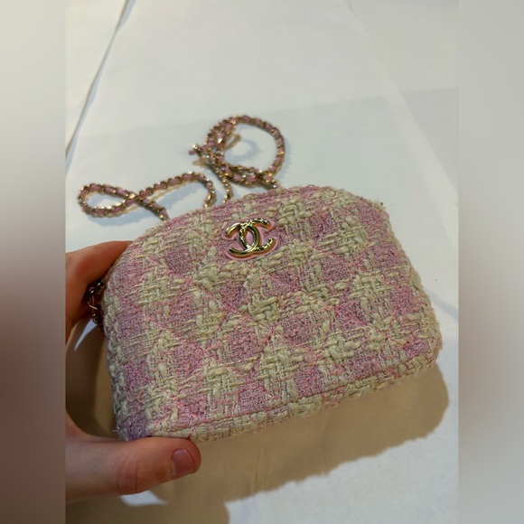 Chanel Pink and Cream Tweed Mini Bag - Picture 1 of 9